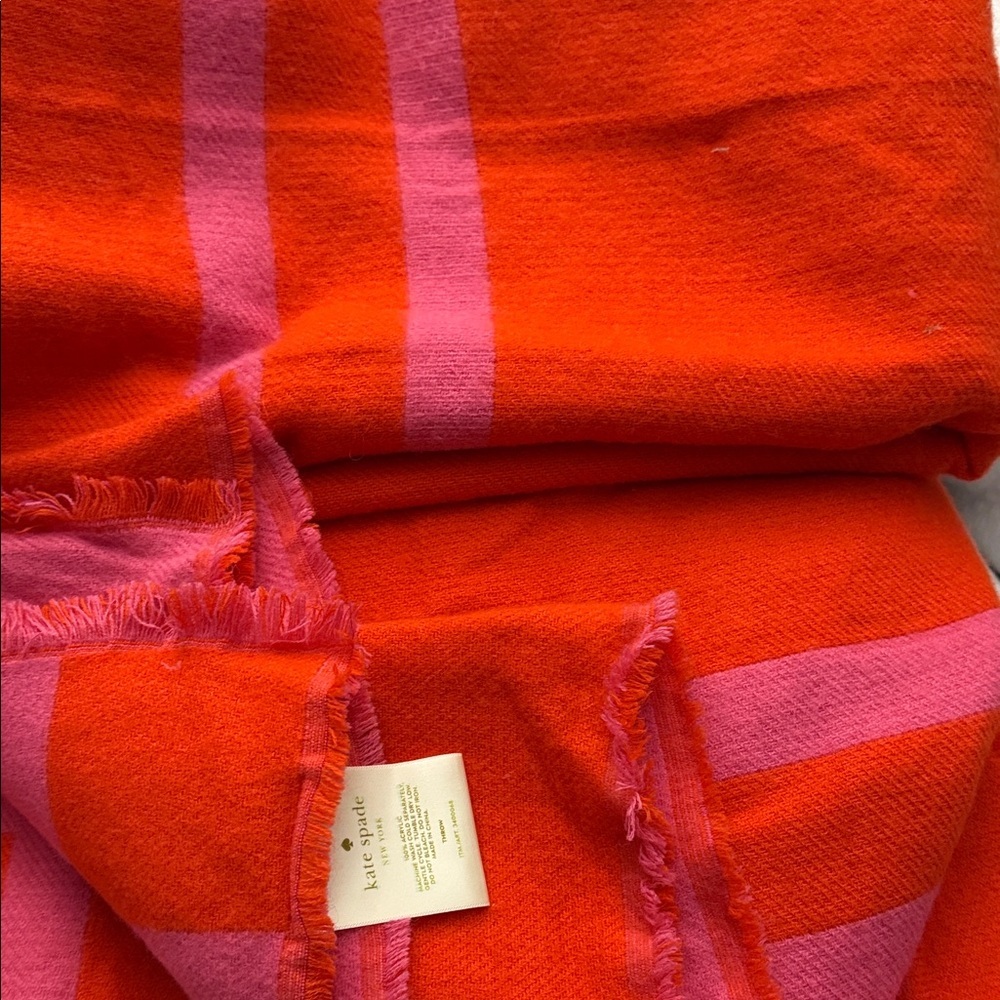 Kate Spade Bold Orange and Pink Throw 60x70 inches like new